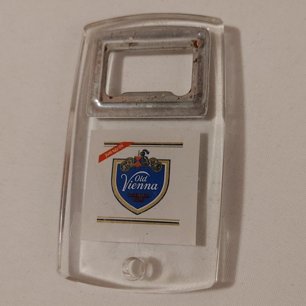 Vintage Old Vienna Lager Beer Bottle Opener Acrylic JUST SAY OV